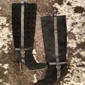 Dior Cannage Suede Tall Heeled Boots